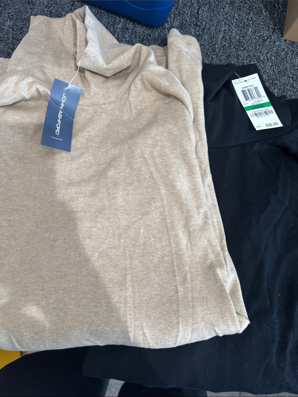 John Ashford Beige and Black Turtleneck Top
